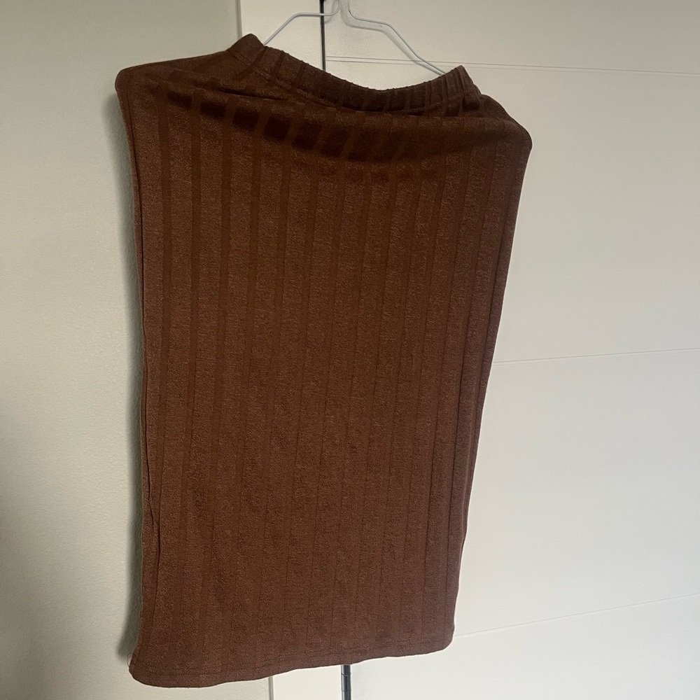 Brown Ribbed Women's Skirt
